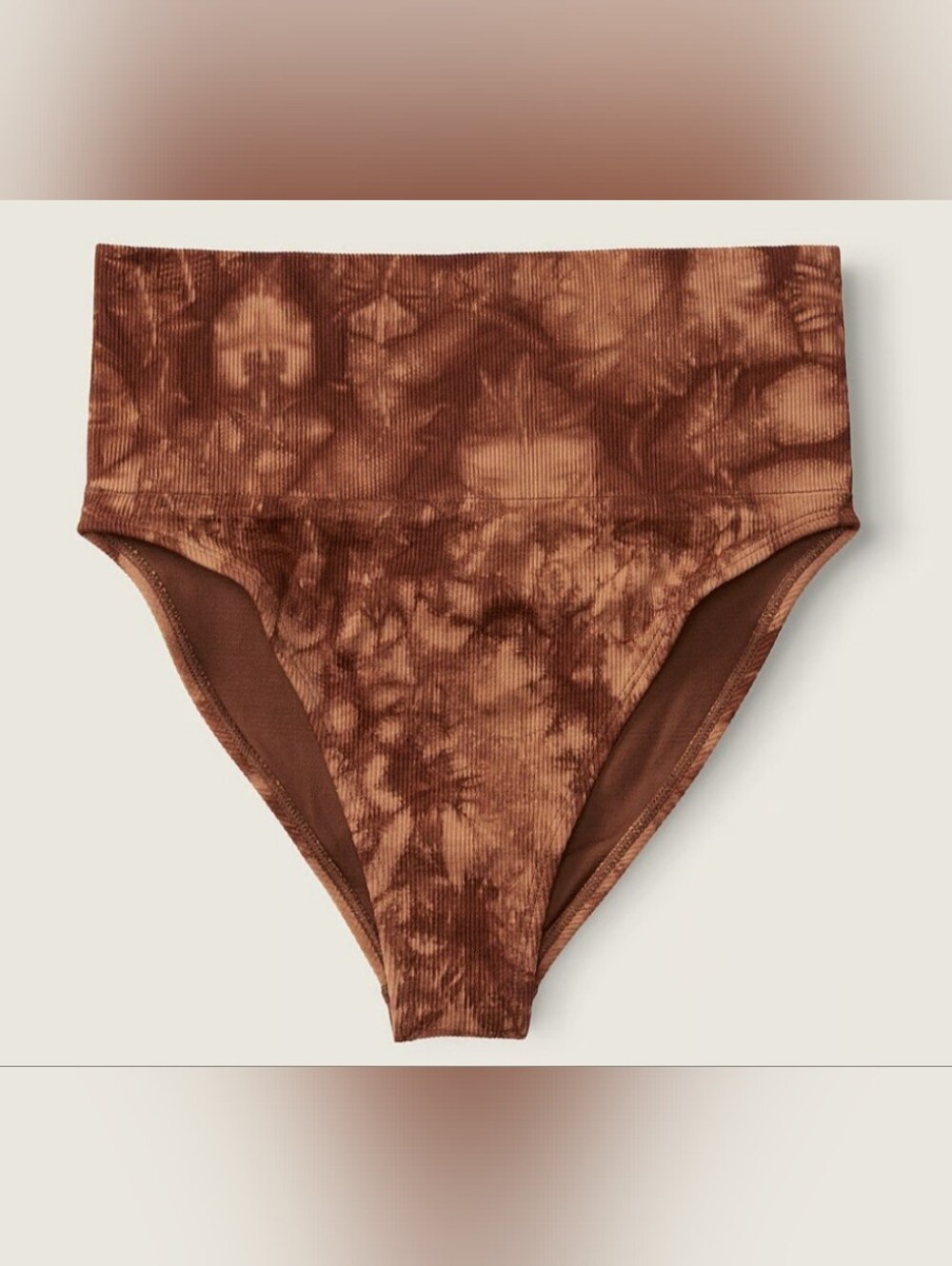 M L XL XXL PINK Swim Seamless High Waist Bikini Bottom Brown Tie Dye